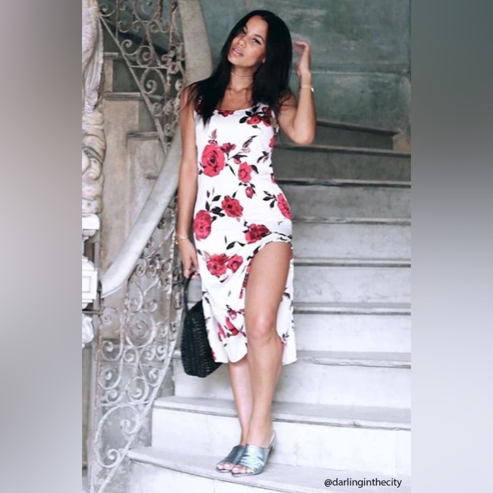 Floral Rose Print satin slip dress from Forever 21